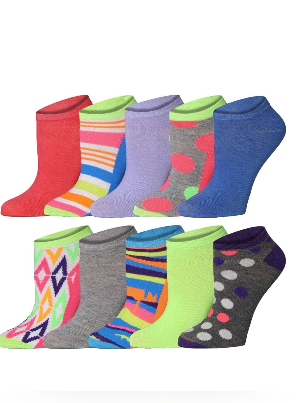 Women's Colorful No-Show Sock Pack - Assorted Bright Colors